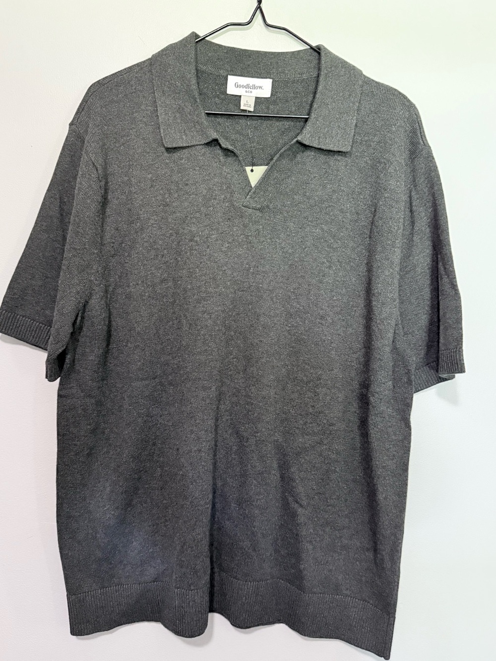 Goodfellow & Co NWT Men's Dark Gray Short Sleeve Polo Style Sweater.